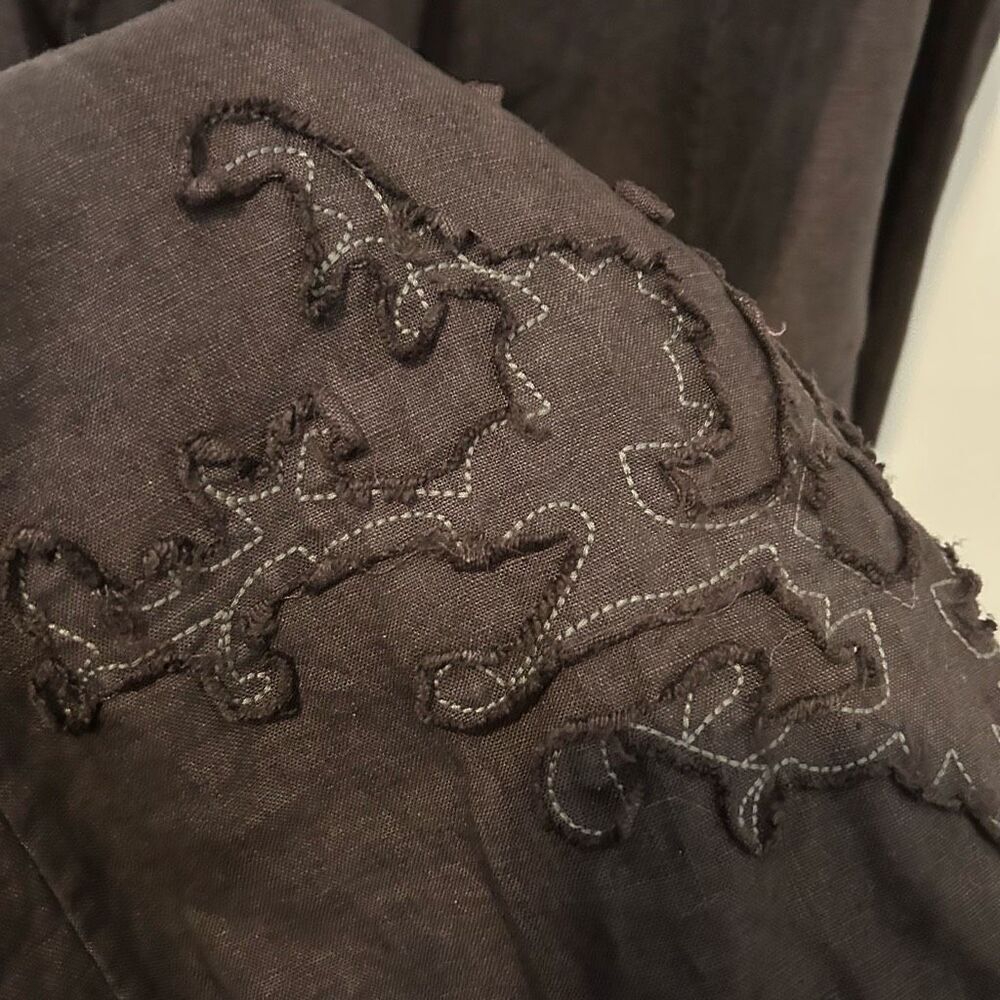 Soft Surroundings 100% Linen Maxi A-Line Skirt Grey brown medium tall boho prair - Picture 4 of 10